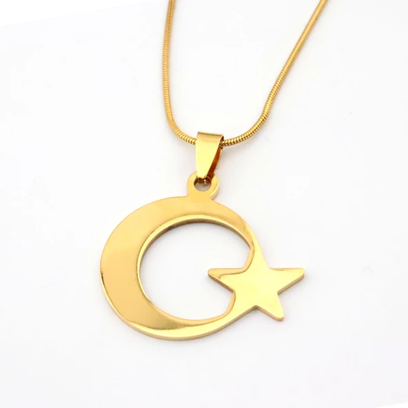 Pigado Paslanmaz Çelik Zincirli Ayyıldız Kolye - 3