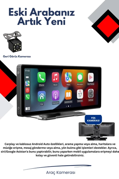 2 Kameralı CarPlay Ekranlı Araç Kamera Seti - 1