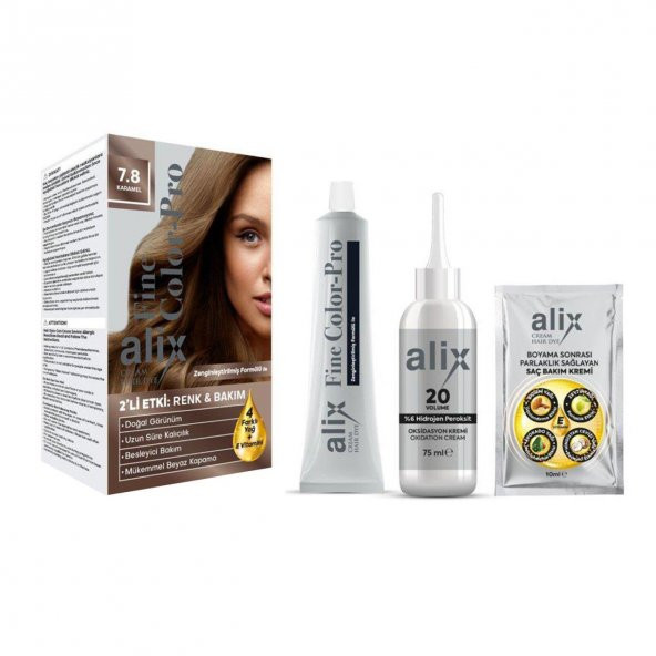 Alix Kit Saç Boyası  7.8 Karamel