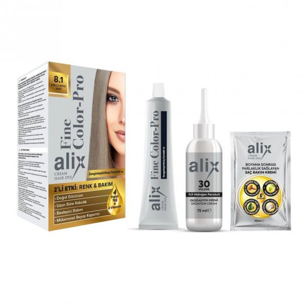 Alix Kit Saç Boyası  8.1 Küllü Koyu Sarı