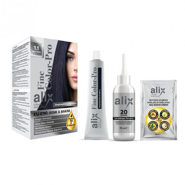 Alix Kit Saç Boyası  1.1 Mavi Siyah