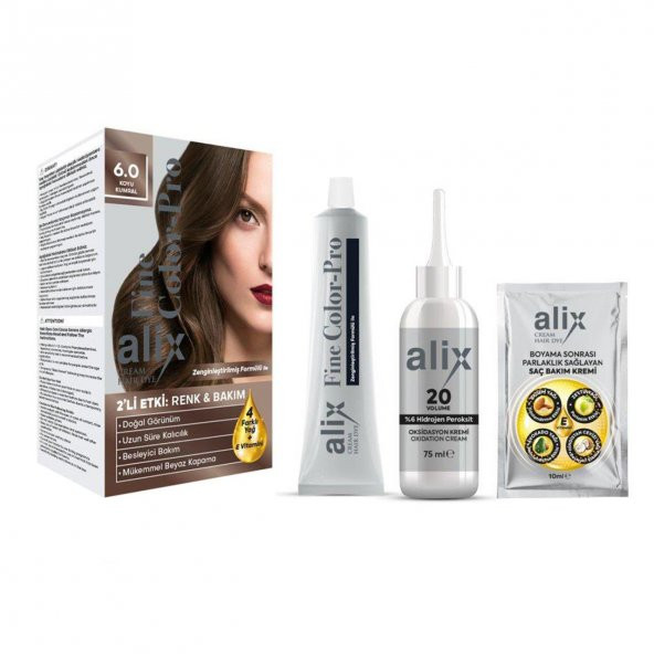 Alix Kit Saç Boyası  6.0 Koyu Kumral