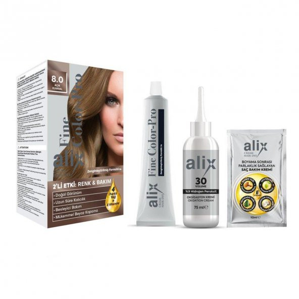 Alix Kit Saç Boyası  8.0 Açık Kumral
