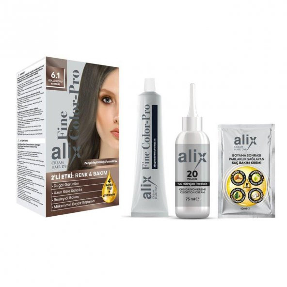 Alix Kit Saç Boyası  6.1 Küllü Koyu Kumral