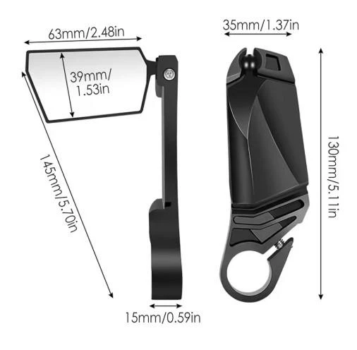 XBYC 419 360°Dönebilir Katlanabilir Dayanıklı Gidon Boynuzlu Bisiklet Dikiz Aynası - Resim 7