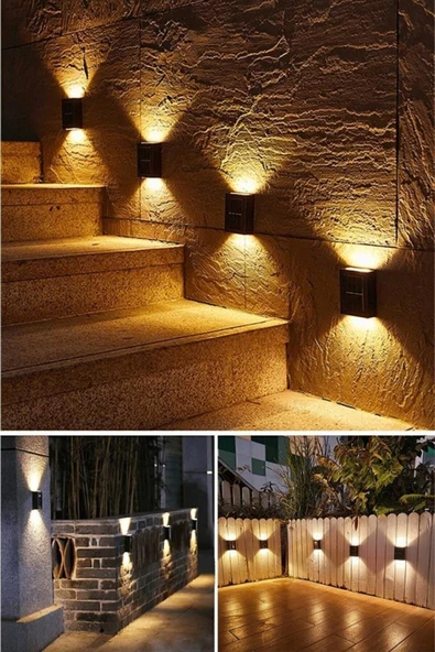 VANCKEY Tekli Yeni Model Solar Çift Taraflı Duvar Lambası Güneş Enerjili Aydınlatma Dekorasyon Aplik Işık ürün görseli