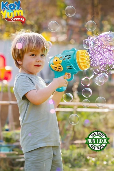 Duck Çok Delikli Pilli Köpük Atan Tabanca Oyuncağı 23 Delikli Bubble Gun - 2
