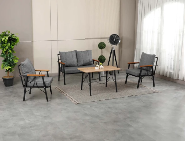 Zigonzi  Rüya, 2+1+1 Bahçe-Balkon Mobilyası, Gri