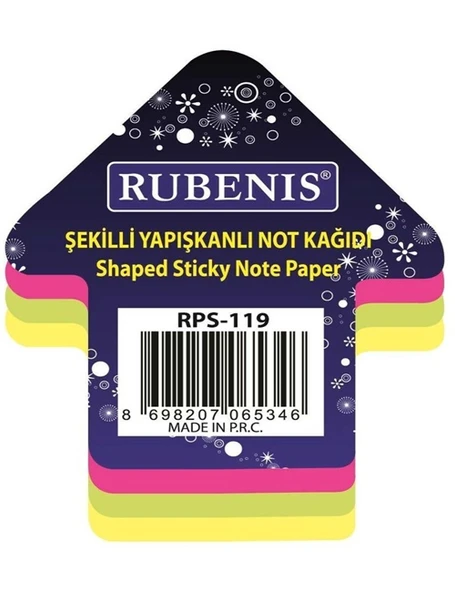 Memo Ok Şekilli Yapışkanlı Not Kağıdı 7,5X7,5cm Karışık Renk - 3 adet ürün görseli 1