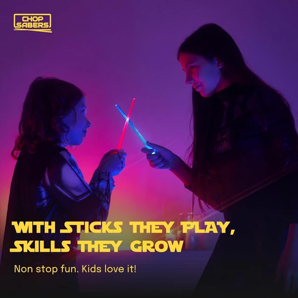 Valkyrie 8 Parça LED Işıklı Chopstik Işık Kılıcı Yemek Çubukları  Star Wars Tema Çöpstik - 3