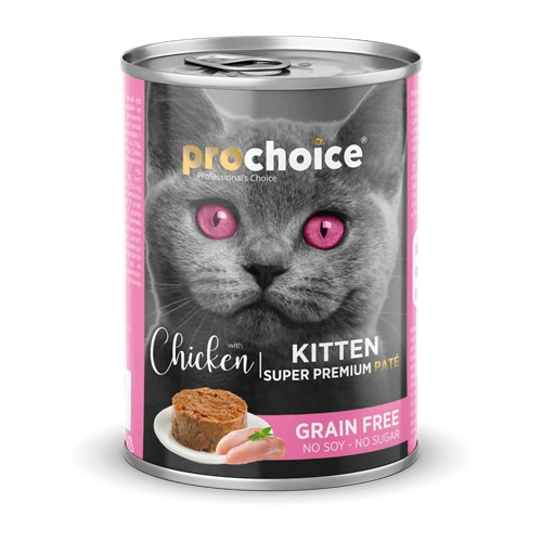Prochoice Yavru Kediler İçin, Tahılsız, Tavuk Etli Ezme Konserve 12x400 gr ürün görseli 1