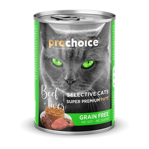 Prochoice Yetişkin Seçici Kediler İçin, Tahılsız, Sığır Etli Ve Ciğerli Ezme Konsreve 12x400 gr ürün görseli