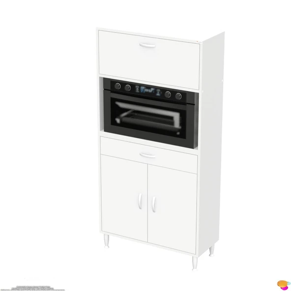 Modilayn VİO (70x163,4x32.5 cm) Çekmeceli, Kapaklı, Ekmeklikli. Mini/Midi Mikrodalga Mutfak Dolabı - Resim 7