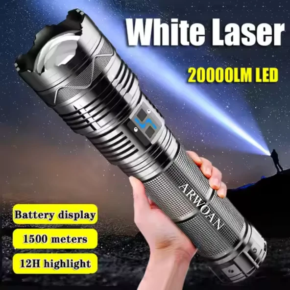 Yüksek Güç Taktik Şarj Edilebilir led el feneri uzun menzilli çok güçlü Fener - 2