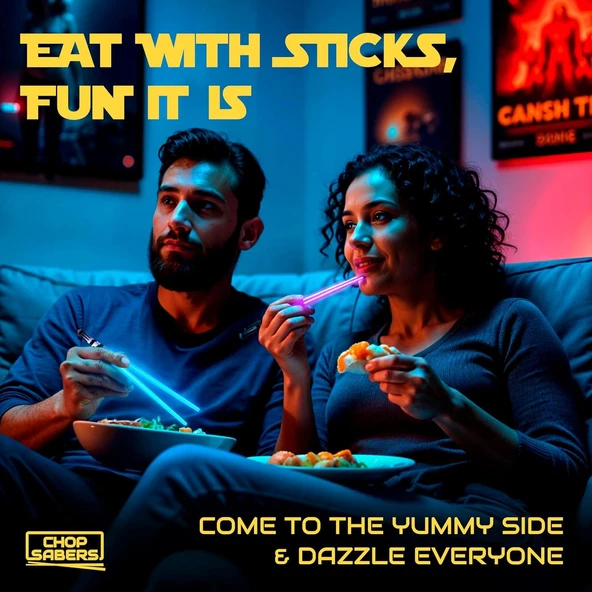 Valkyrie 8 Parça LED Işıklı Chopstik Işık Kılıcı Yemek Çubukları  Star Wars Tema Çöpstik - 6