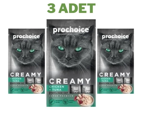ProChoice Creamy Tavuklu ve Ton Balıklı Krema Kedi Ödülü 4x15 Gr 3 Adet