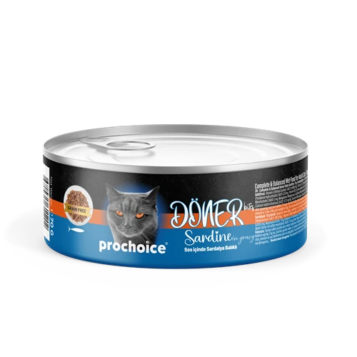 Prochoice Döner Sardine, Sos İçinde Sardalyalı Tam & Dengeli Yetişkin Kedi Konservesi 12x70 gr ürün görseli