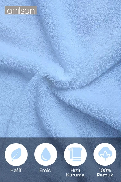 4'lü Mavi Greek Havlu Set %100Pamuk - 2 Adet El Havlusu 50x90 ve 2 Adet Banyo Havlusu 70x140 - 5