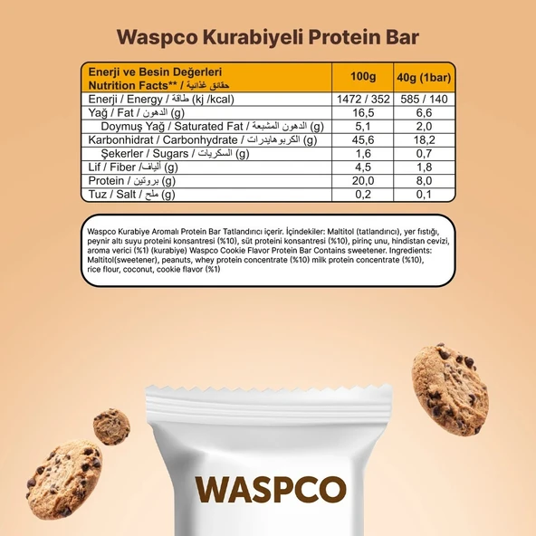 Waspco Kurabi̇ye Aromalı Protein Bar 40 Gr - 4