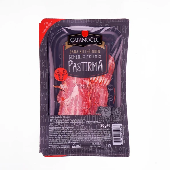 Çapanoğlu Dana Bi̇fteği̇nden Çemeni̇ Siyrilmiş Pastirma 80 Gr