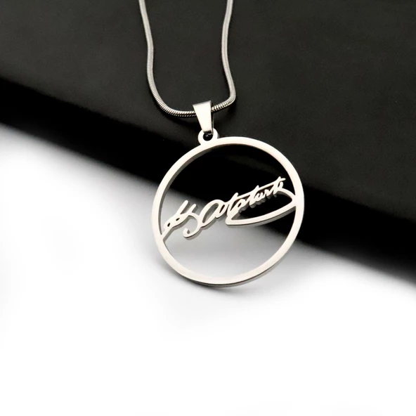 Pigado Paslanmaz Çelik Zincirli Atatürk İmzası Kolye - 3