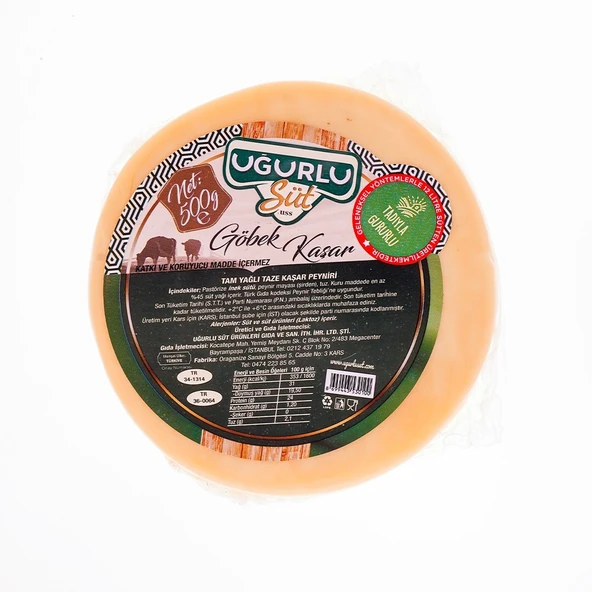 Uğurlu Süt Göbek Kaşar Peyniri̇ 500 Gr