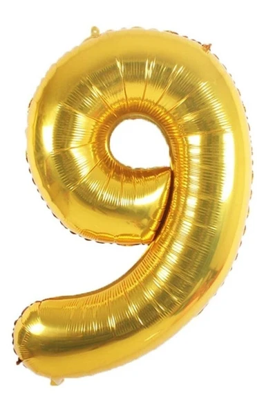 MSDA Folyo Balon 9 Rakamı Helyum Balon 90 Cm Gold Renk - 9 Yaş Balonu - 9 Yaş Balon -9 Rakam Balon - 1