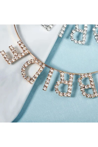 MSDA Gümüş Renk Bekarlığa Veda Kristal Taş Bride Tacı - 4