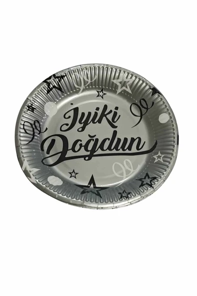 MSDA Karton Tabak - Iyi Ki Doğdun Gümüş - 23 Cm - 8 Li - 1