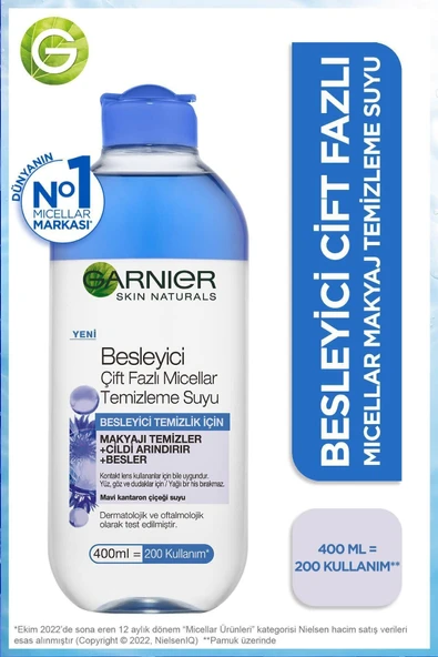 Garnıer Micellar Temizleme Suyu Besleyici Temizlik Çift Fazlı -400ml-mavi