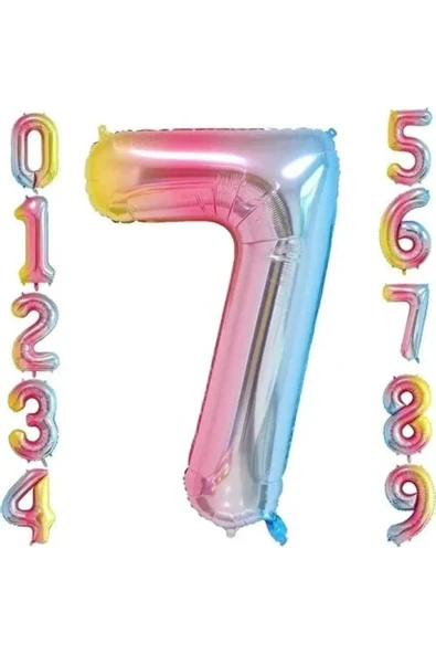 MSDA 7 Yaş Renkli Folyo Balon 34 İnç (76-82 cm) - 1