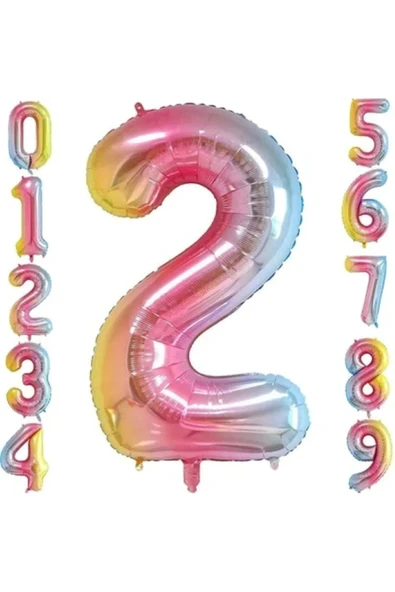 MSDA 2 Yaş Renkli Folyo Balon 34 İnç (76-82 cm) - 1