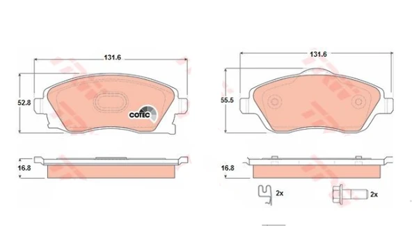 TRW GDB1570 Ön Fren Balatası Corsa C- Combo C- Meriva ürün görseli