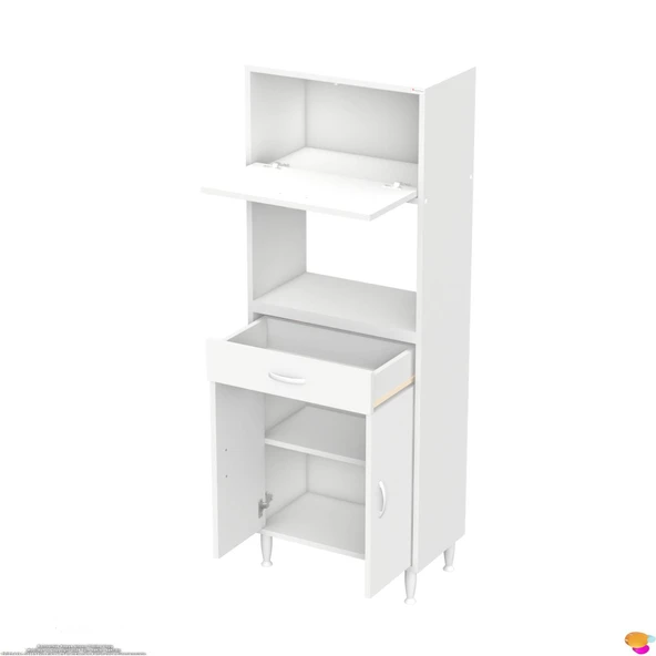 Modilayn VİO (55x163,4x32,5 cm) Çekmeceli, Kapaklı, Ekmeklikli. Mini/Midi Mikrodalga Mutfak Dolabı - 9