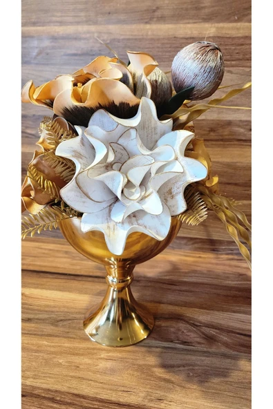 MSDA  Luxury Gold Çiçekli Vazo - 4