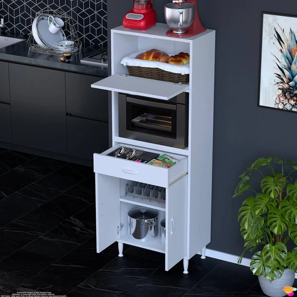 Modilayn VİO Fırın Dolabı (65x163,4x32,5 cm) Çekmeceli Kapaklı Mini/Midi Mikrodalga Mutfak Dolabı - 2