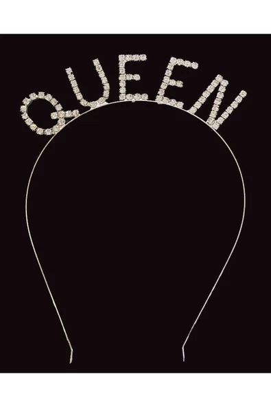 MSDA Kristal Taşlı Gümüş Renk Queen Tacı Kraliçe Tacı 12x17 Cm - 1