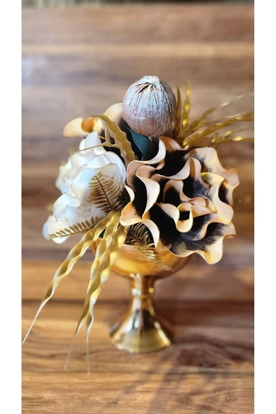MSDA  Luxury Gold Çiçekli Vazo - 2