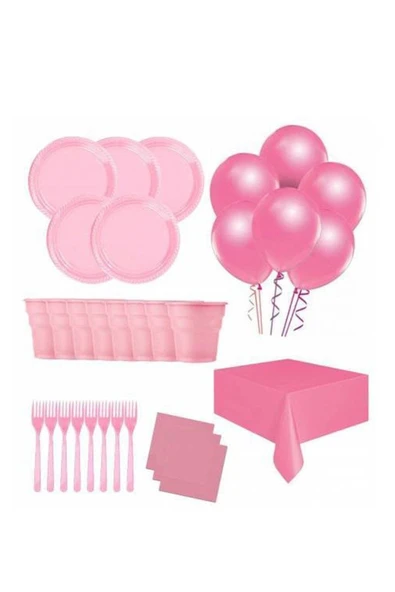 MSDA Mini Party Store 25 Kişilik Ekonomik Pembe Konseptli Doğum Günü Parti Seti - 1