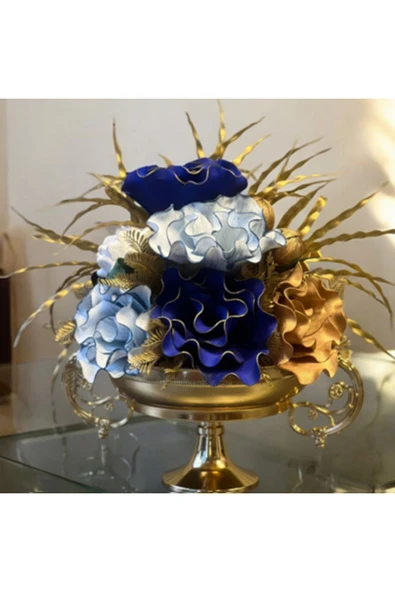 MSDA  Luxury Çiçekli Vazo  Zamak Kol Aranjman Gümüş - 3