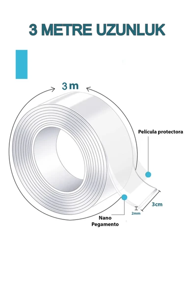 Nano Teknoloji Şeffaf Süper Güçlü Yapıştırıcı Bant Suya Dayanıklı Çift Taraflı İz bırakmayan Bant 3M - 2