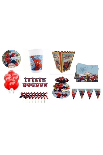 MSDA Spiderman 16 Kişilik Doğum Günü Seti - 1