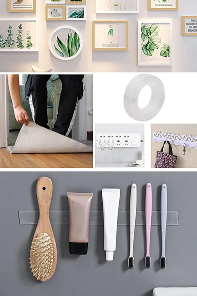 Nano Teknoloji Şeffaf Süper Güçlü Yapıştırıcı Bant Suya Dayanıklı Çift Taraflı İz bırakmayan Bant 3M - 3