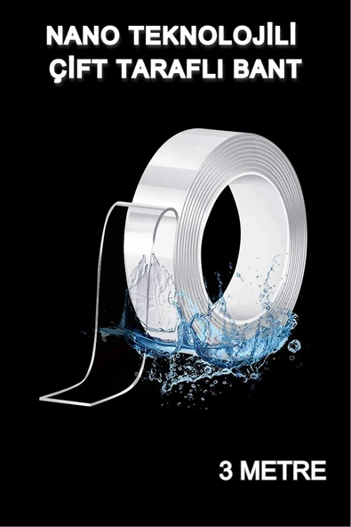 Nano Teknoloji Şeffaf Süper Güçlü Yapıştırıcı Bant Suya Dayanıklı Çift Taraflı İz bırakmayan Bant 3M