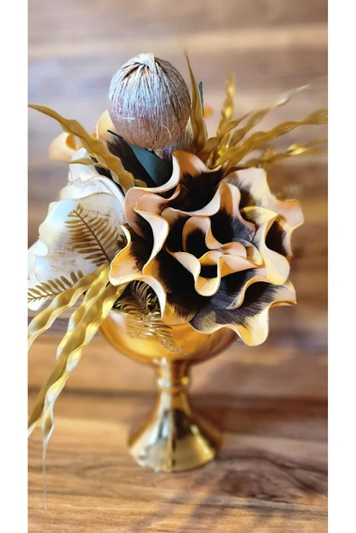 MSDA  Luxury Gold Çiçekli Vazo - 1