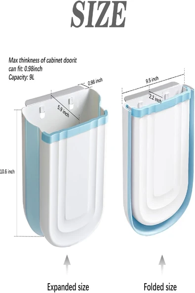 Katlanabilir Körüklü Mutfak Çöp Kovası Tezgah Üstü Dolap Askılı Pratik Katlanır Çöp Kutusu - 2