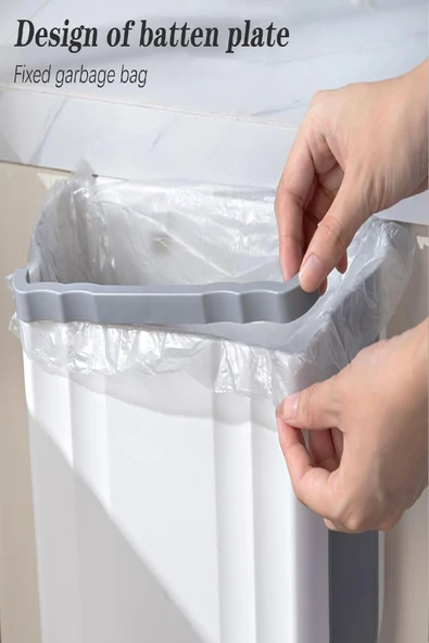 Katlanabilir Körüklü Mutfak Çöp Kovası Tezgah Üstü Dolap Askılı Pratik Katlanır Çöp Kutusu - 4