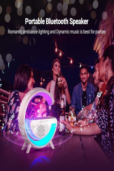 Kablosuz Şarjlı Taşınabilir Bluetooth Hoparlör 7 Renk RGB Işıklı Bass Ses Bombası Parti Işığı - 6