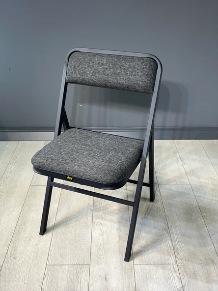 Buse Çalışma Masası Ofis Bilgisayar Masası + Katlanır Sandalyeli 103 cm Metal Siyah Ayak - Resim 4