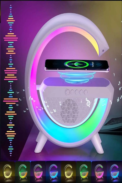Kablosuz Şarjlı Taşınabilir Bluetooth Hoparlör 7 Renk RGB Işıklı Bass Ses Bombası Parti Işığı - 5